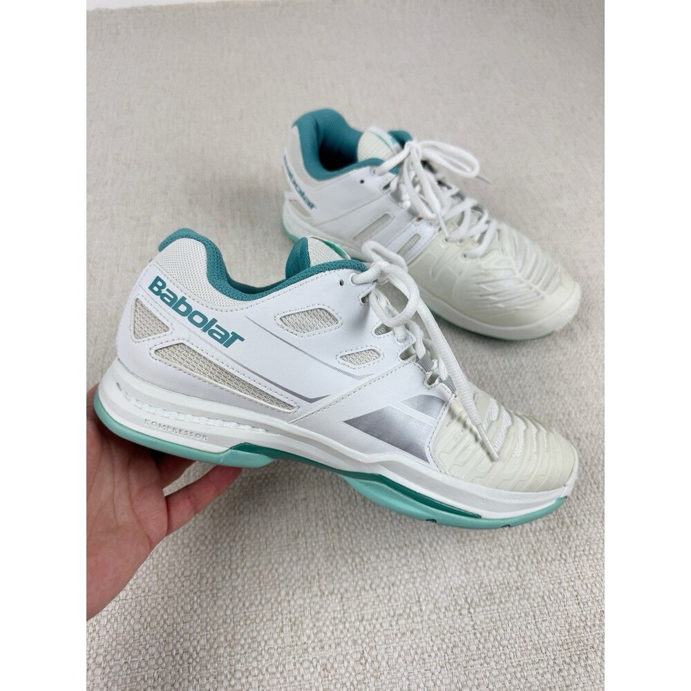 Babolat SFX Tennis All Court Shoes Womens 9 White Green Pickleball Michelin Sole